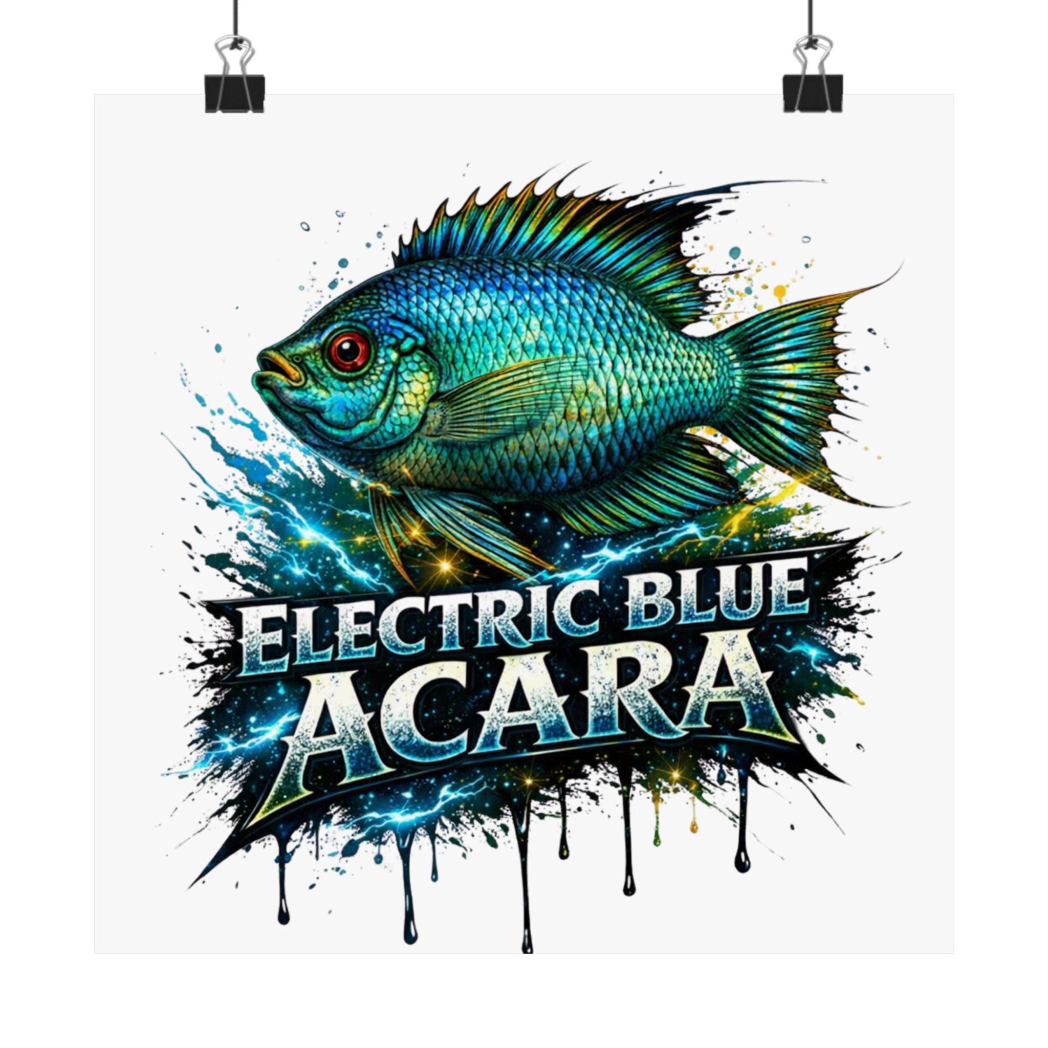 Electric Blue Acara – Matte Vertical Poster