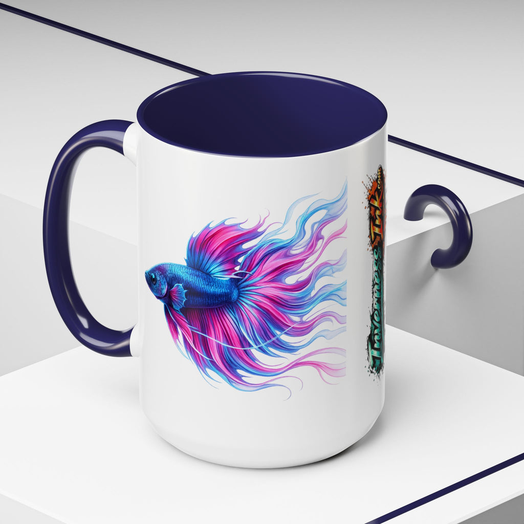 Betta Fish Accent Coffee Mug — Vibrant Neon Betta Design (11/15 oz)