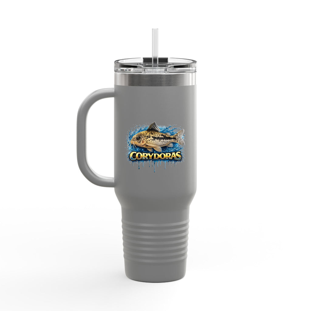 Corydoras Fish 40oz Insulated Travel Mug — Fishing Aquarium Lover Tumbler