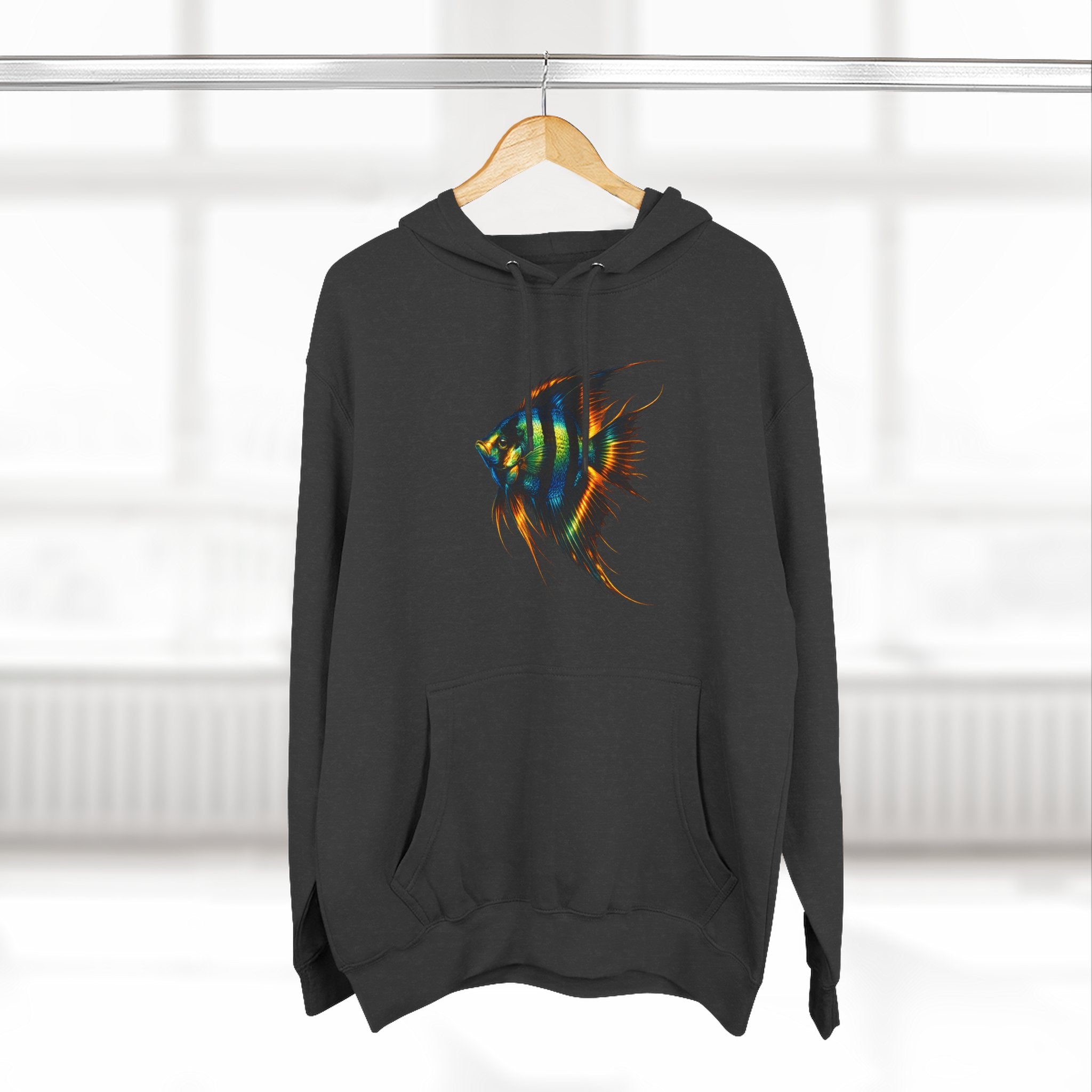 Angelfish Watercolor Hoodie – Colorful Aquarium Fish Graphic Fleece Pullover