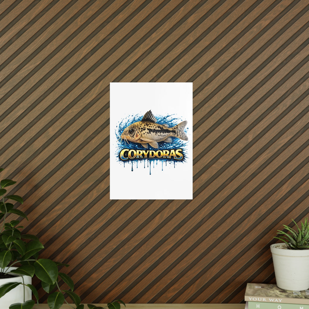 Peppered Cory Photopaper Poster — Colorful Aquarium Catfish Art Print