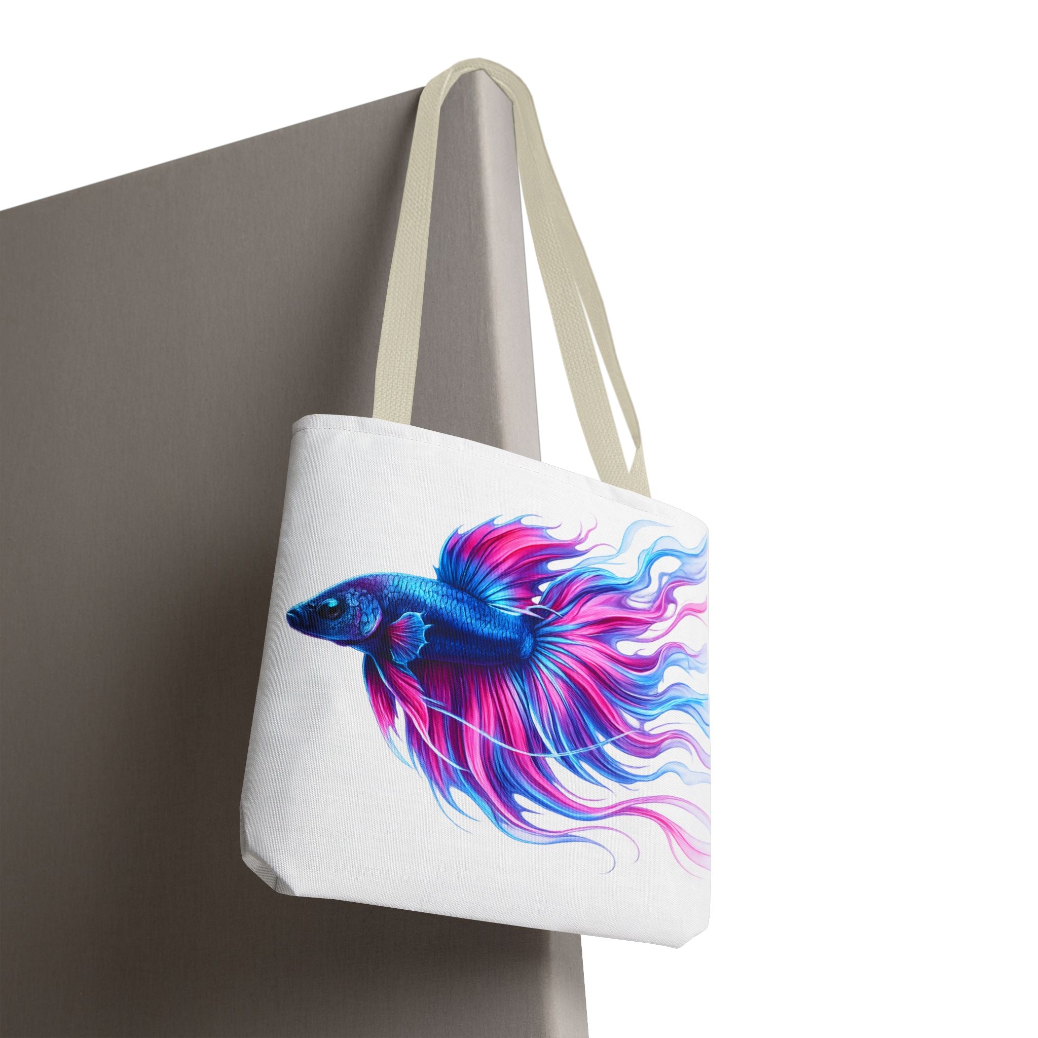 Colorful Betta Fish Tote Bag — Vibrant Blue & Pink Aquatic Art Beach Tote