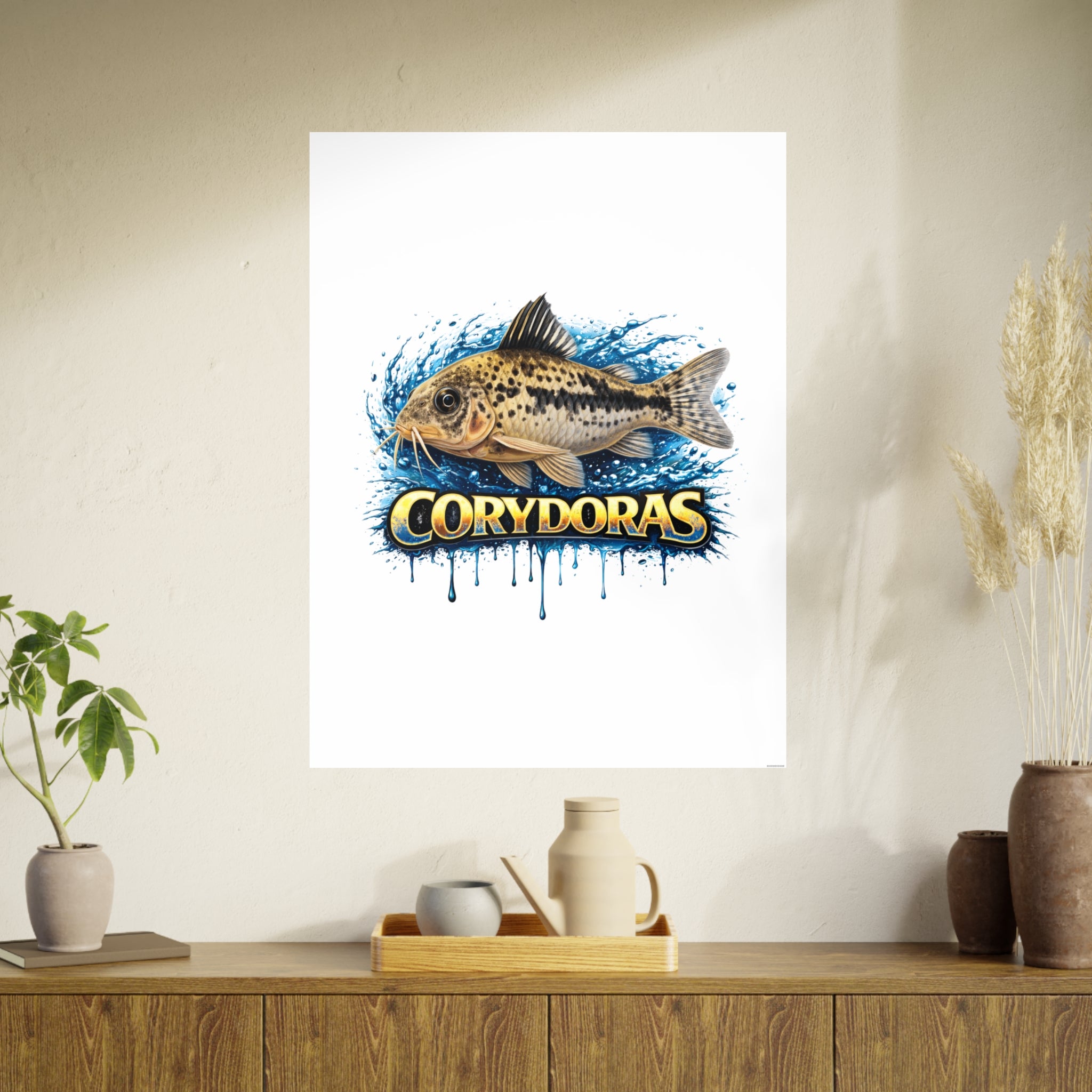 Peppered Corydoras Fish Art Poster — Vibrant Aquarium Print