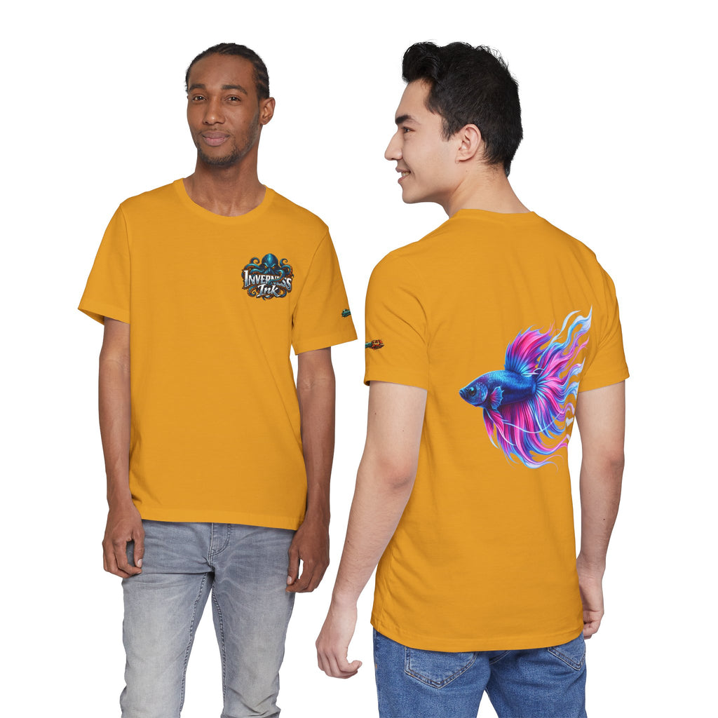 Betta Fish Graphic Tee — Vibrant Blue & Pink Aquatic Art T‑Shirt