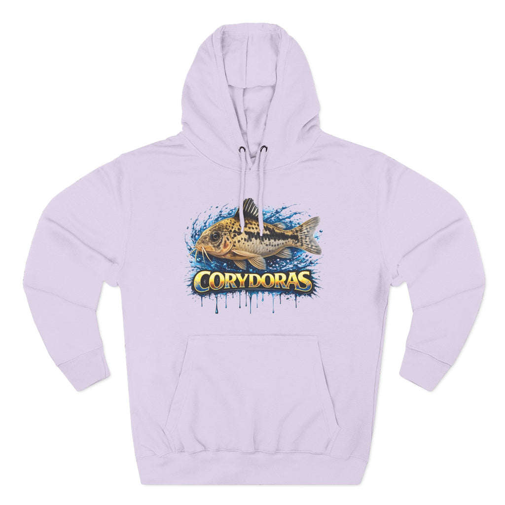Peppered Corydoras Midweight Fleece Hoodie — Aquatic Catfish Illustration Pullover