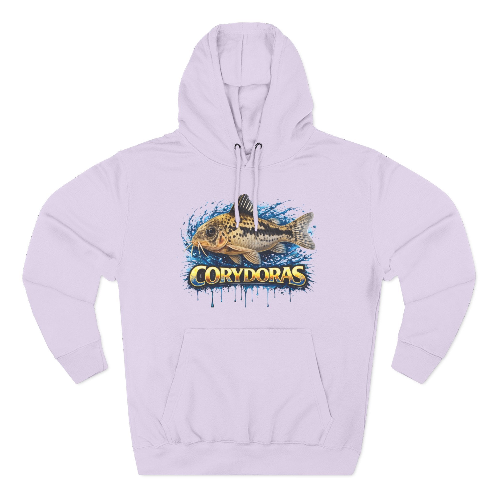 Peppered Corydoras Midweight Fleece Hoodie — Aquatic Catfish Illustration Pullover