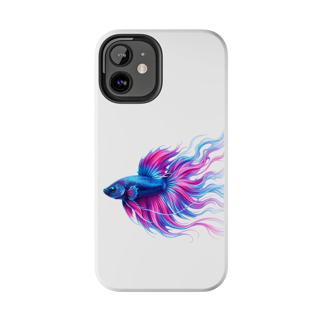 Betta Fish Tough Phone Case — Colorful Blue & Pink Aquarium Art