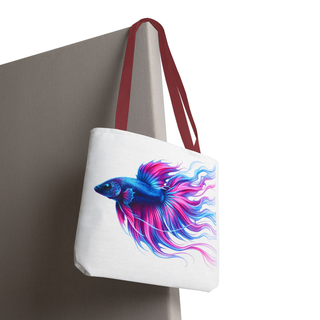 Colorful Betta Fish Tote Bag — Vibrant Blue & Pink Aquatic Art Beach Tote