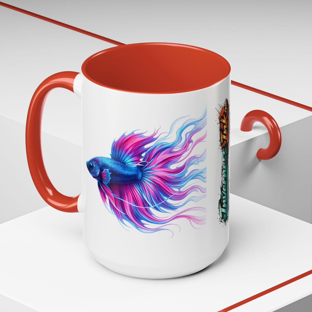 Betta Fish Accent Coffee Mug — Vibrant Neon Betta Design (11/15 oz)