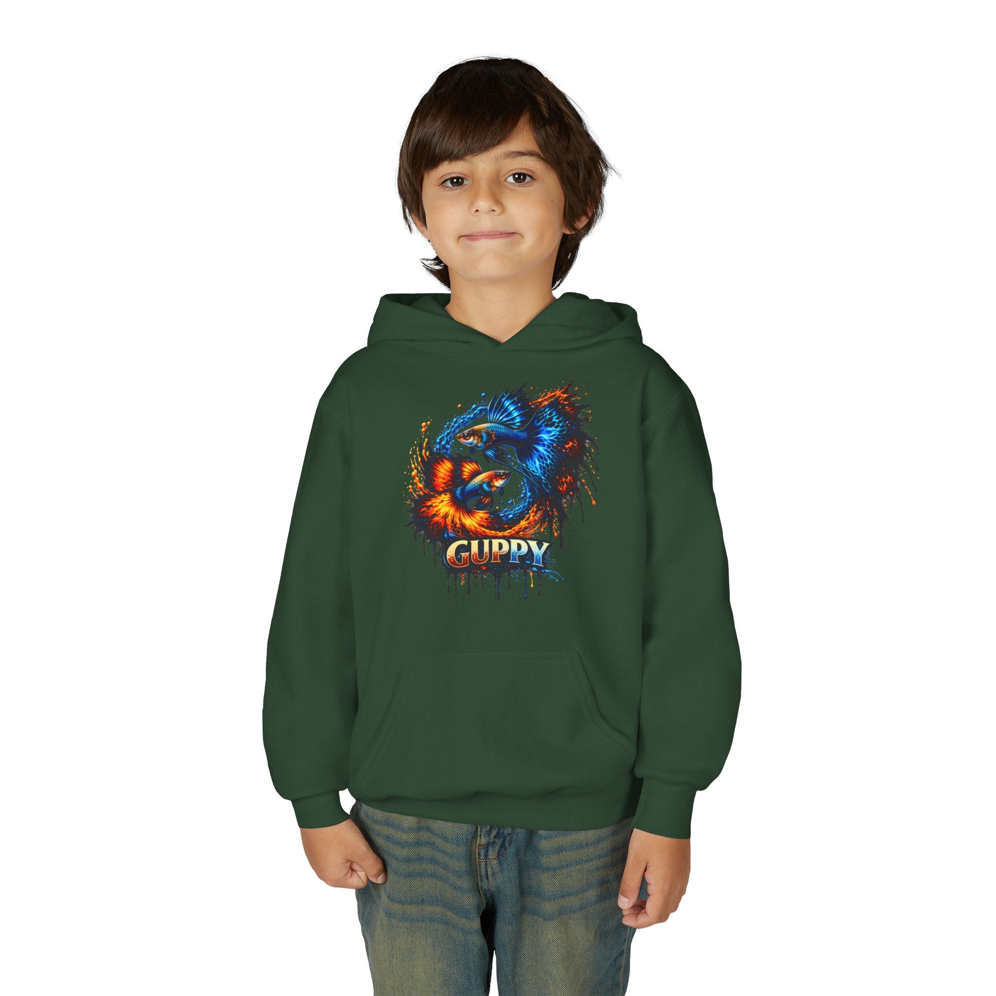 Fire & Ice Guppy – Kids "Neon Flare" Fleece Hoodie