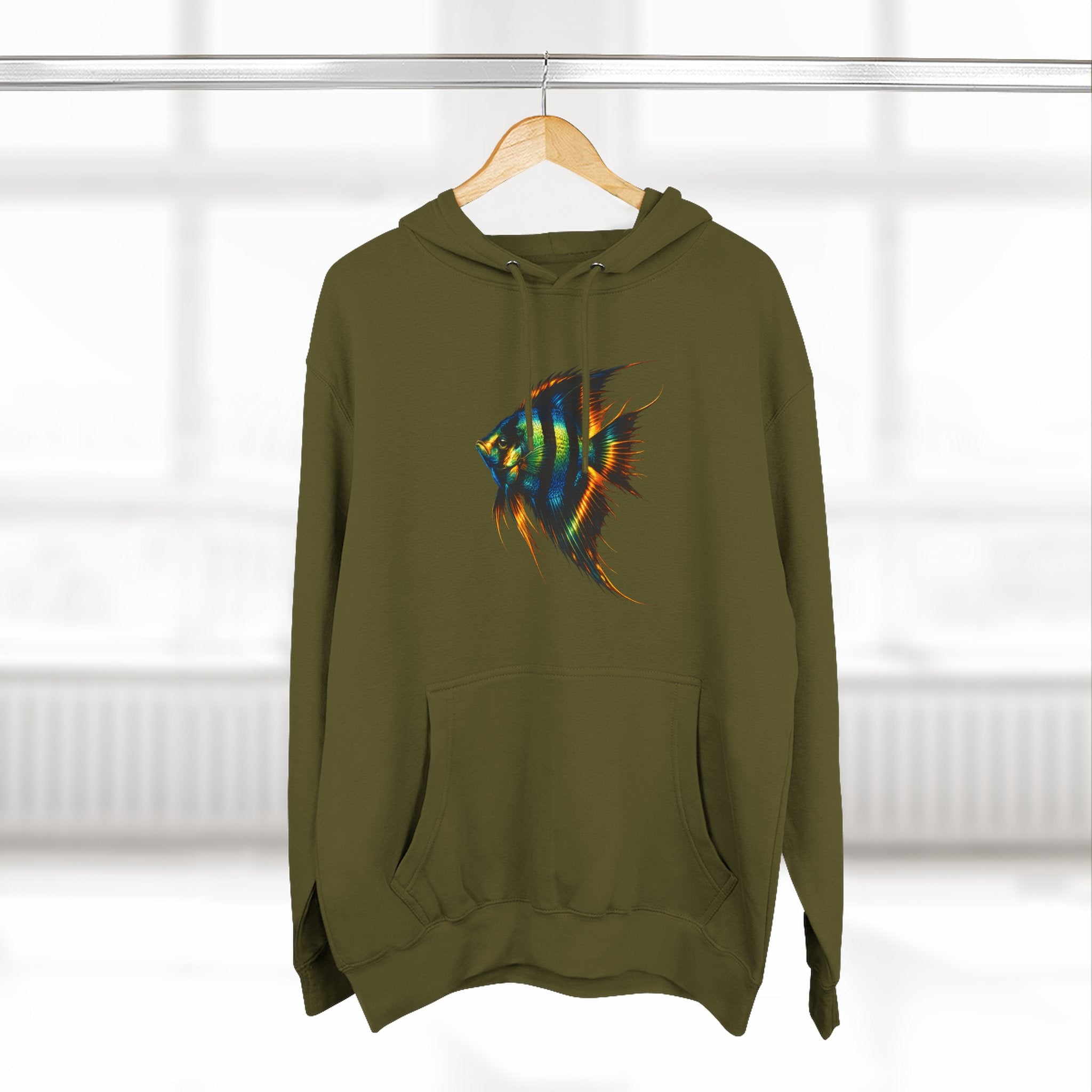 Angelfish Watercolor Hoodie – Colorful Aquarium Fish Graphic Fleece Pullover