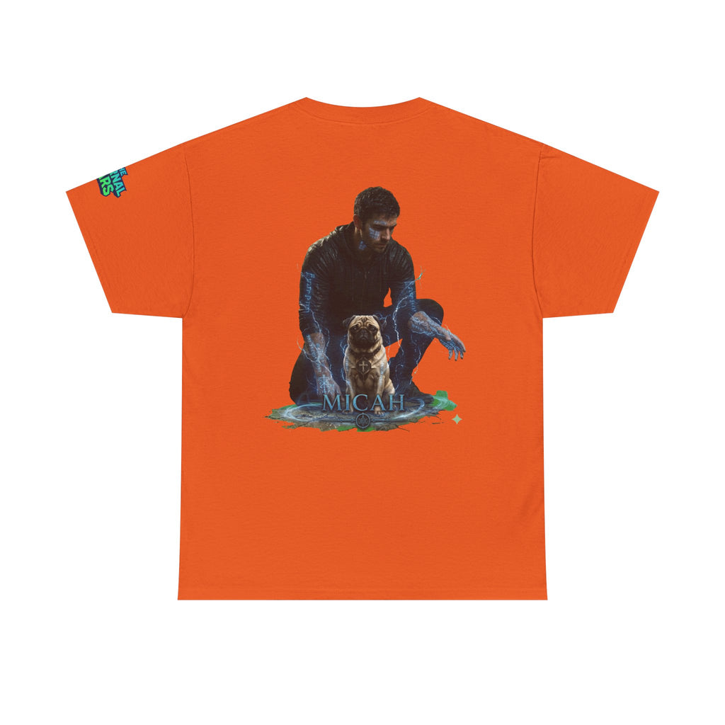 T-Shirt — Nature Warrior Graphic Tee with Man and Dog Illustration