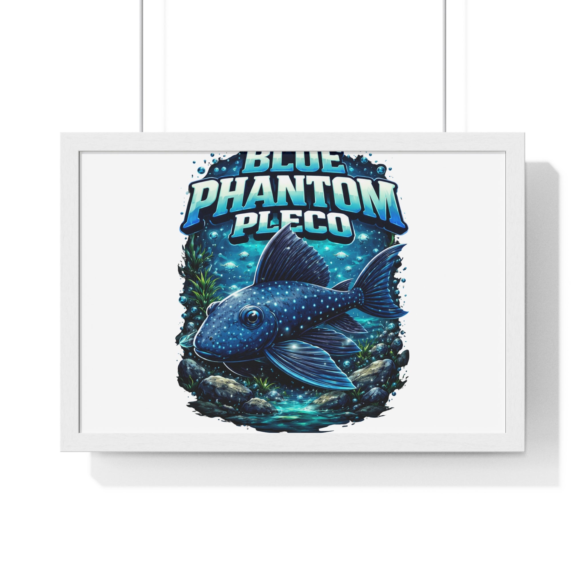 Blue Phantom Pleco Framed Poster — Aquatic Fish Art Print
