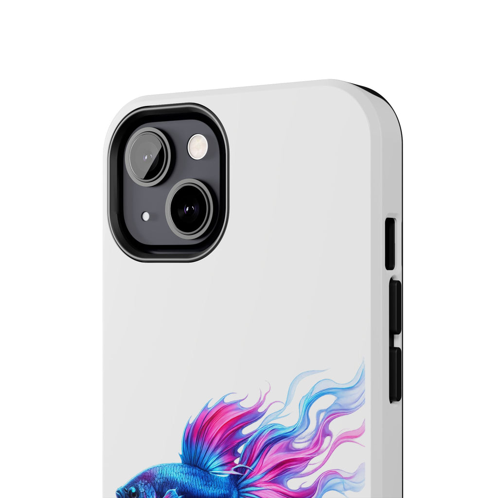 Betta Fish Tough Phone Case — Colorful Blue & Pink Aquarium Art