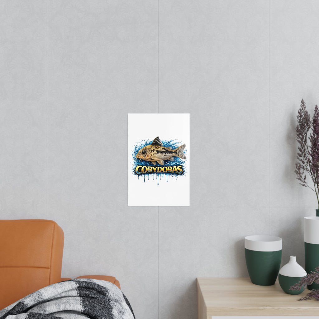 Peppered Cory Photopaper Poster — Colorful Aquarium Catfish Art Print