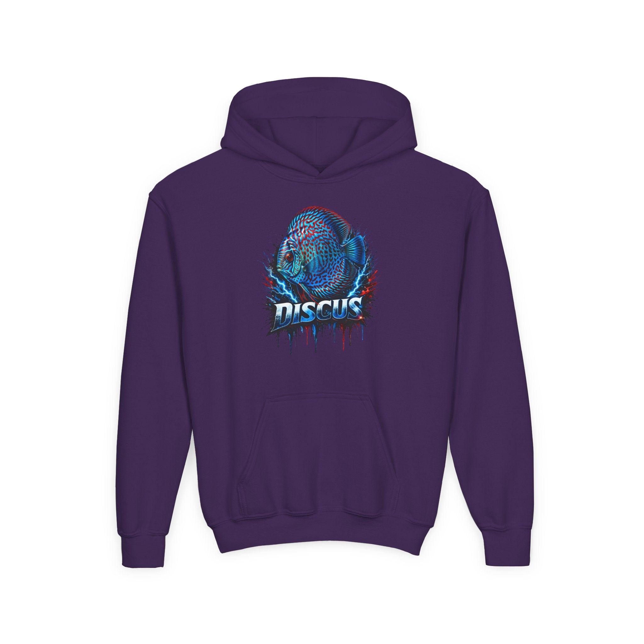 Youth Hoodie — Colorful Discus Fish Graphic Pullover