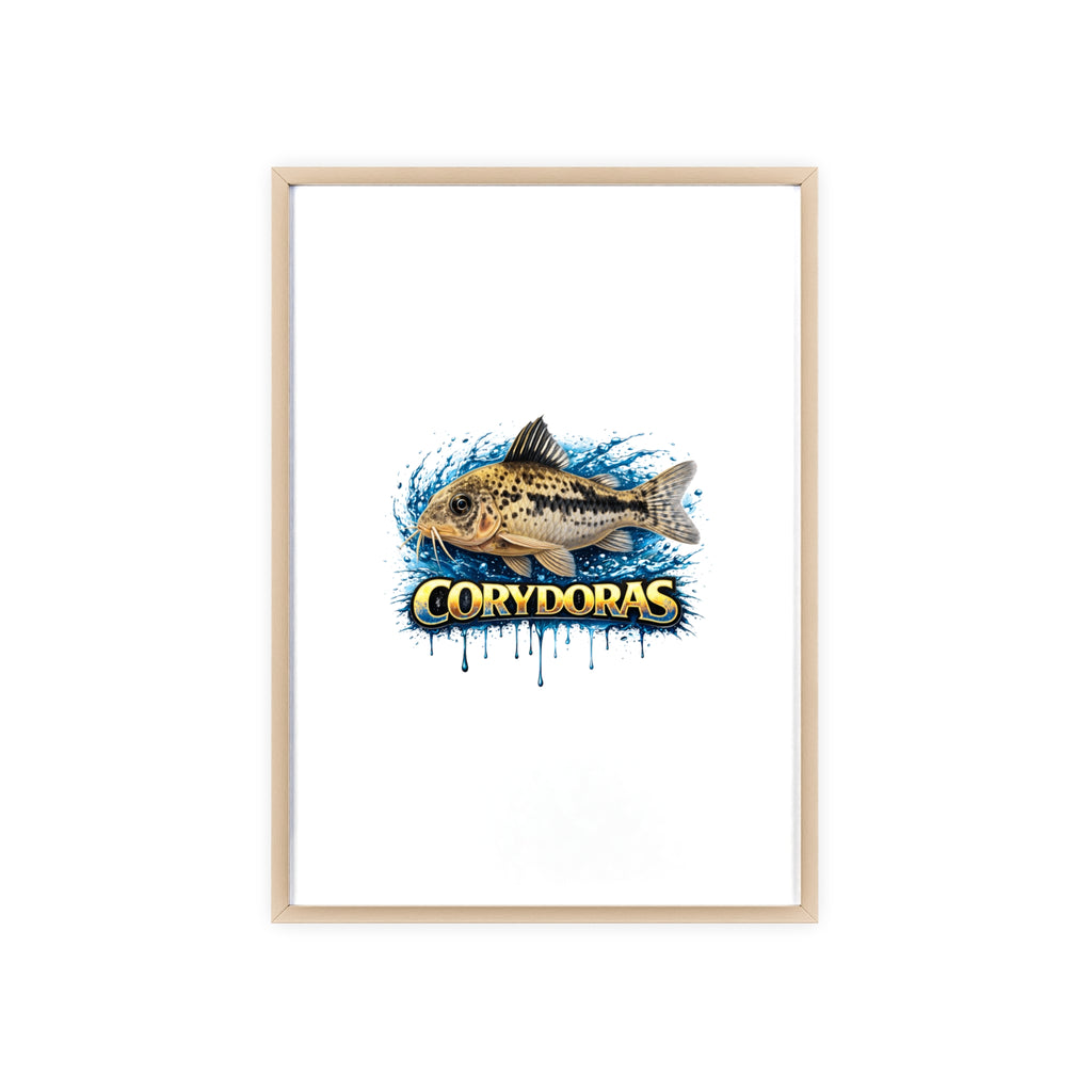 Peppered Corydoras Fish Poster with Wooden Frame — Aquarium Wall Art