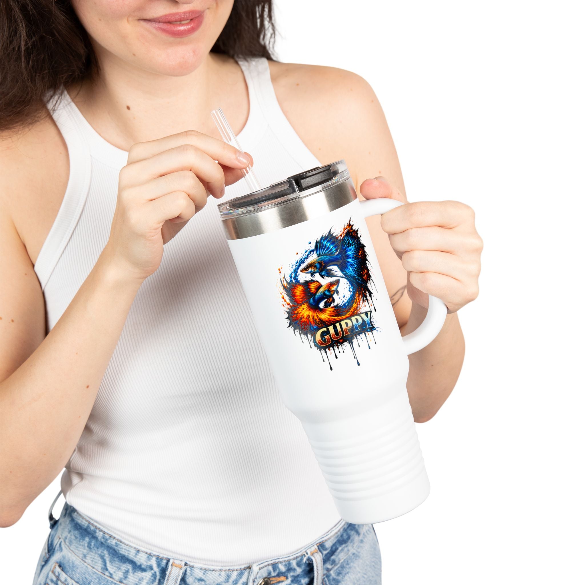 Fire & Ice Guppy – "Neon Flare" 40oz Insulated Travel Mug