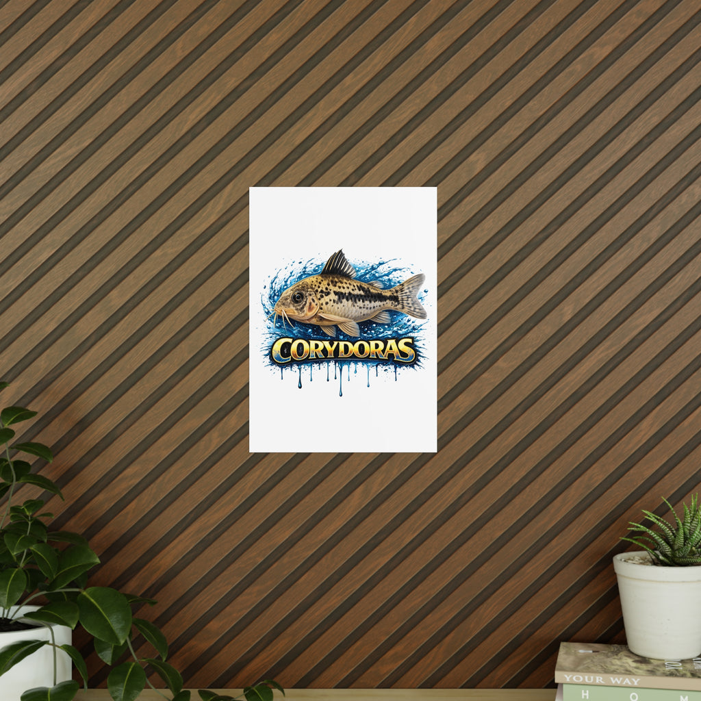 Peppered Cory Photopaper Poster — Colorful Aquarium Catfish Art Print
