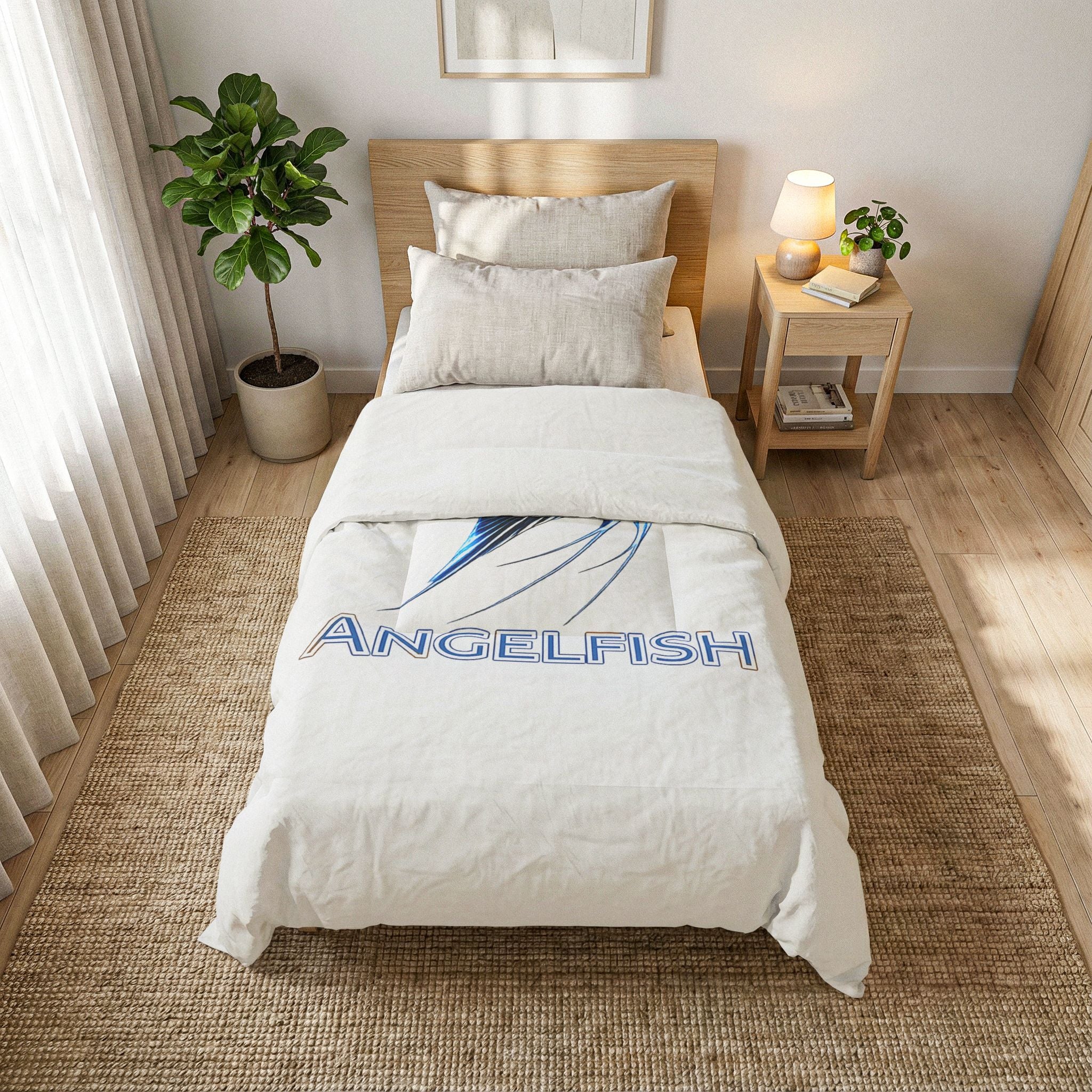 Angelfish Cotton Comforter – Coastal Blue Fish Bedding