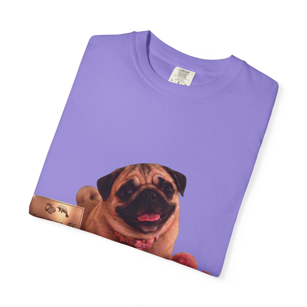 Pug Pet Portrait T-Shirt — Personalized "MIA" Dog Design