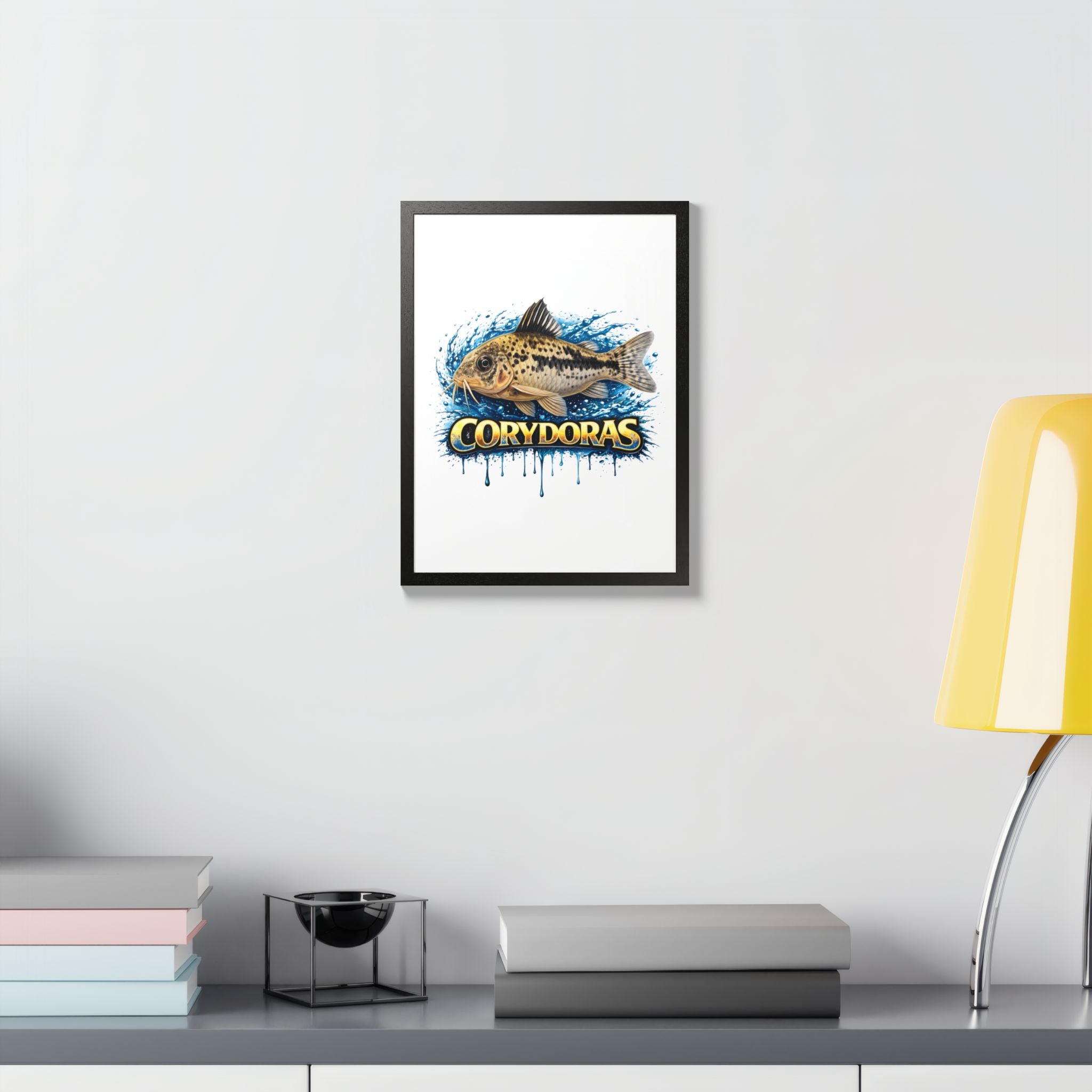 Corydoras Fish Framed Poster — Colorful Aquarium Art Print