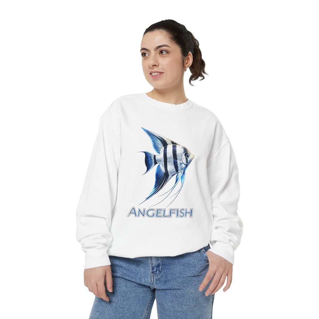 Angelfish Graphic Sweatshirt — Blue Tropical Fish Crewneck
