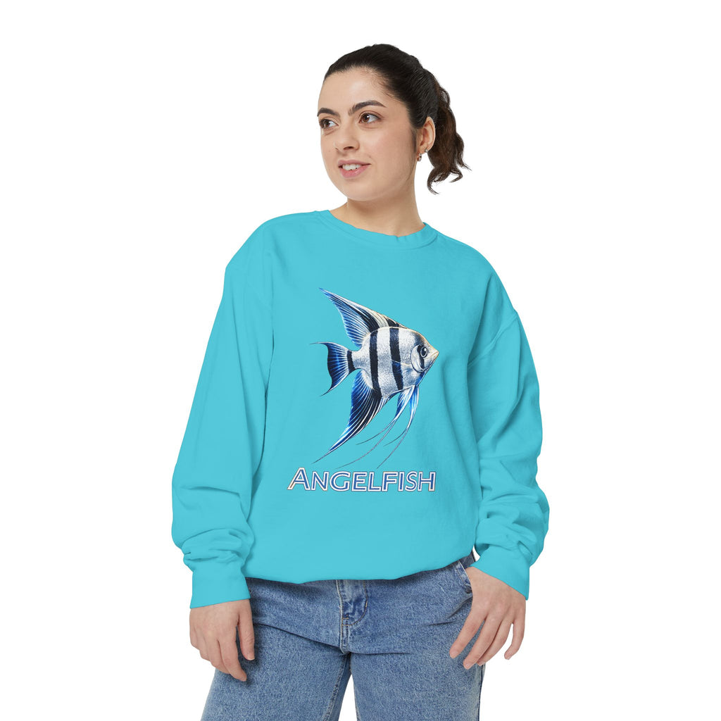 Angelfish Graphic Sweatshirt — Blue Tropical Fish Crewneck