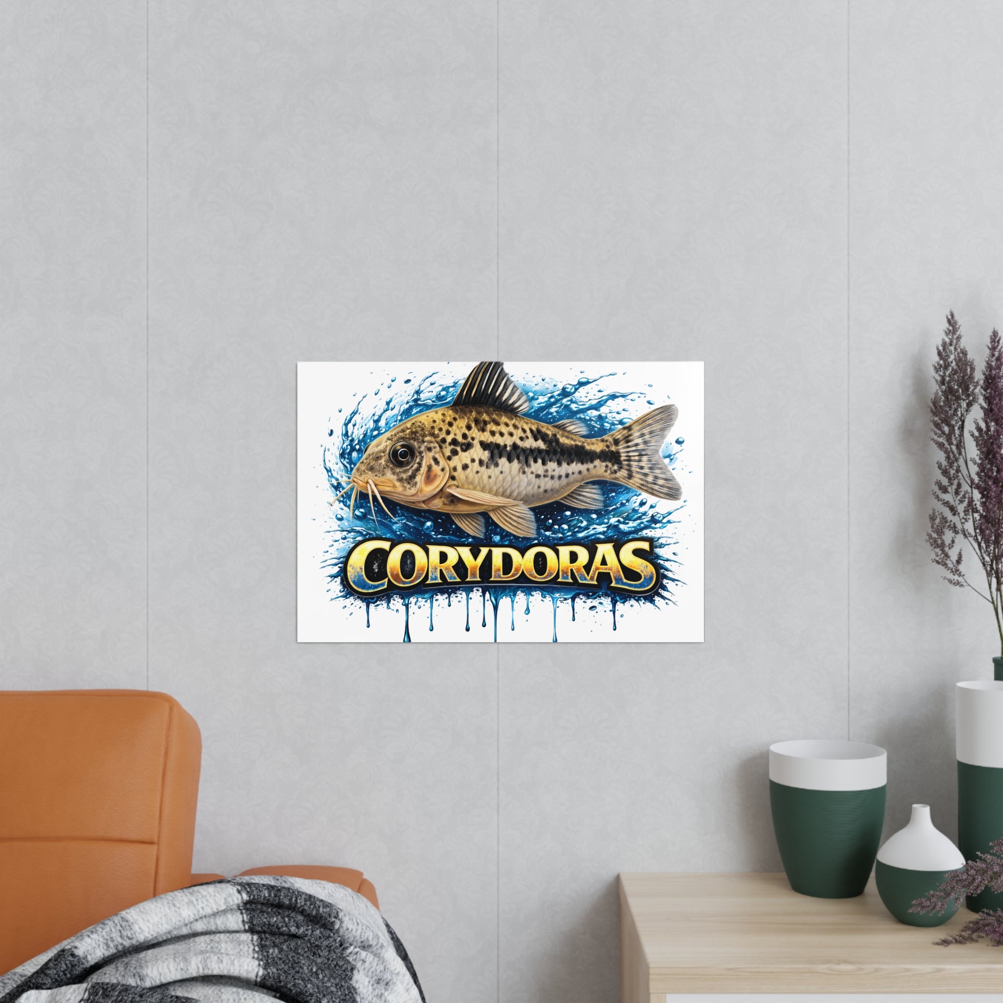Peppered Cory Photopaper Poster — Colorful Aquarium Catfish Art Print