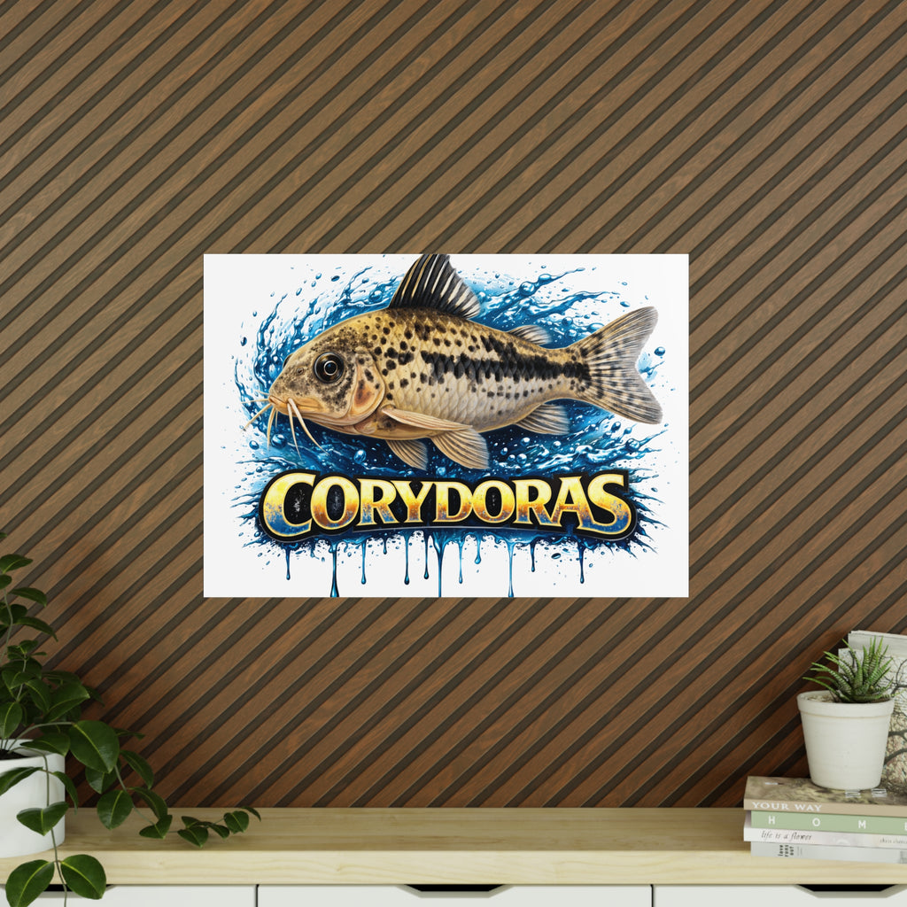 Peppered Cory Photopaper Poster — Colorful Aquarium Catfish Art Print