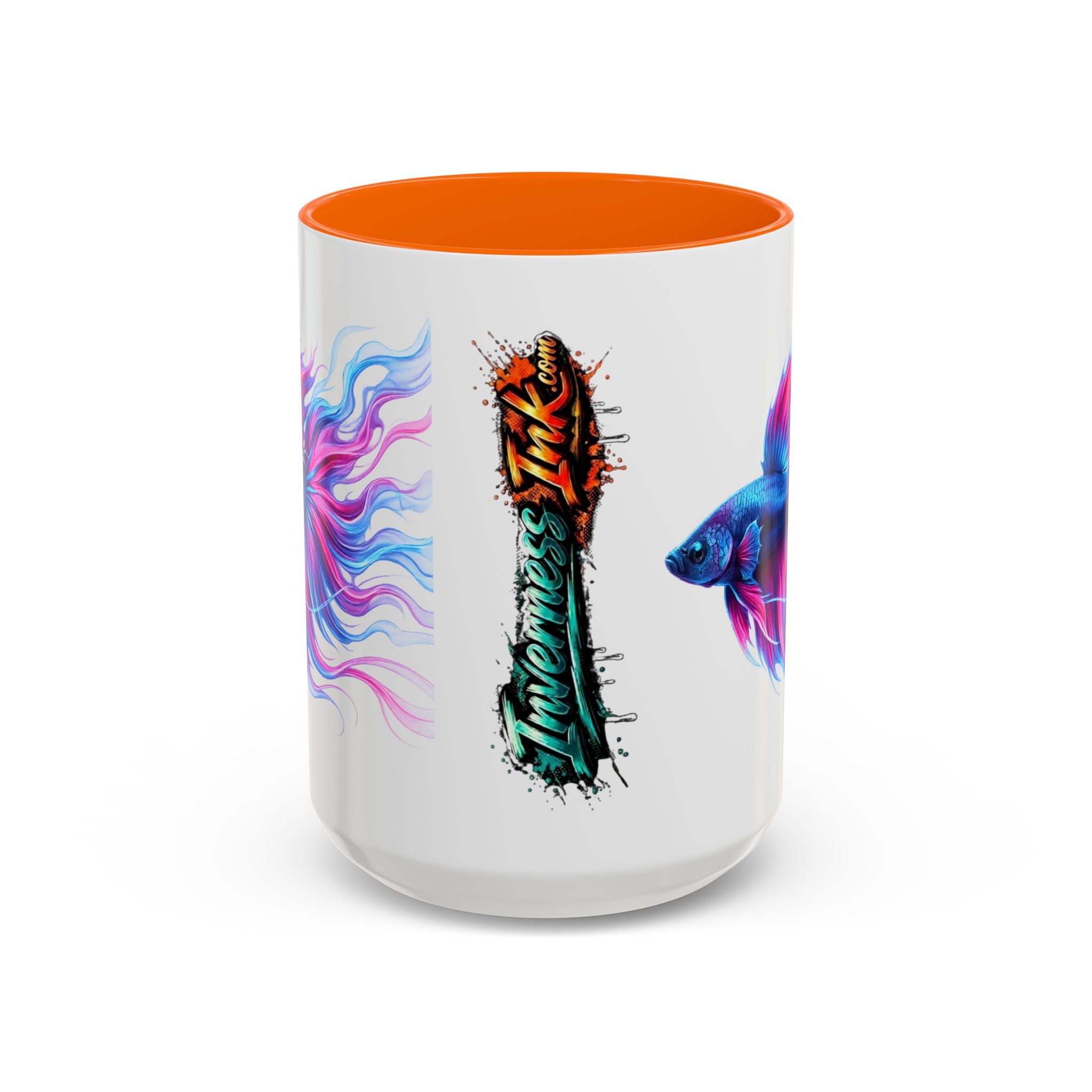 Betta Fish Accent Coffee Mug — Vibrant Neon Betta Design (11/15 oz)