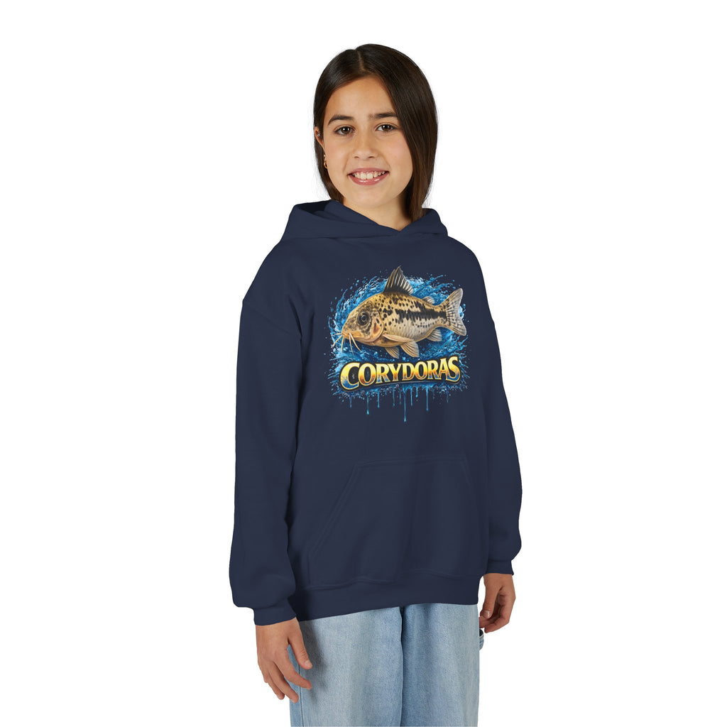 Corydoras Fish Youth Hoodie — Colorful Aquarium Catfish Design