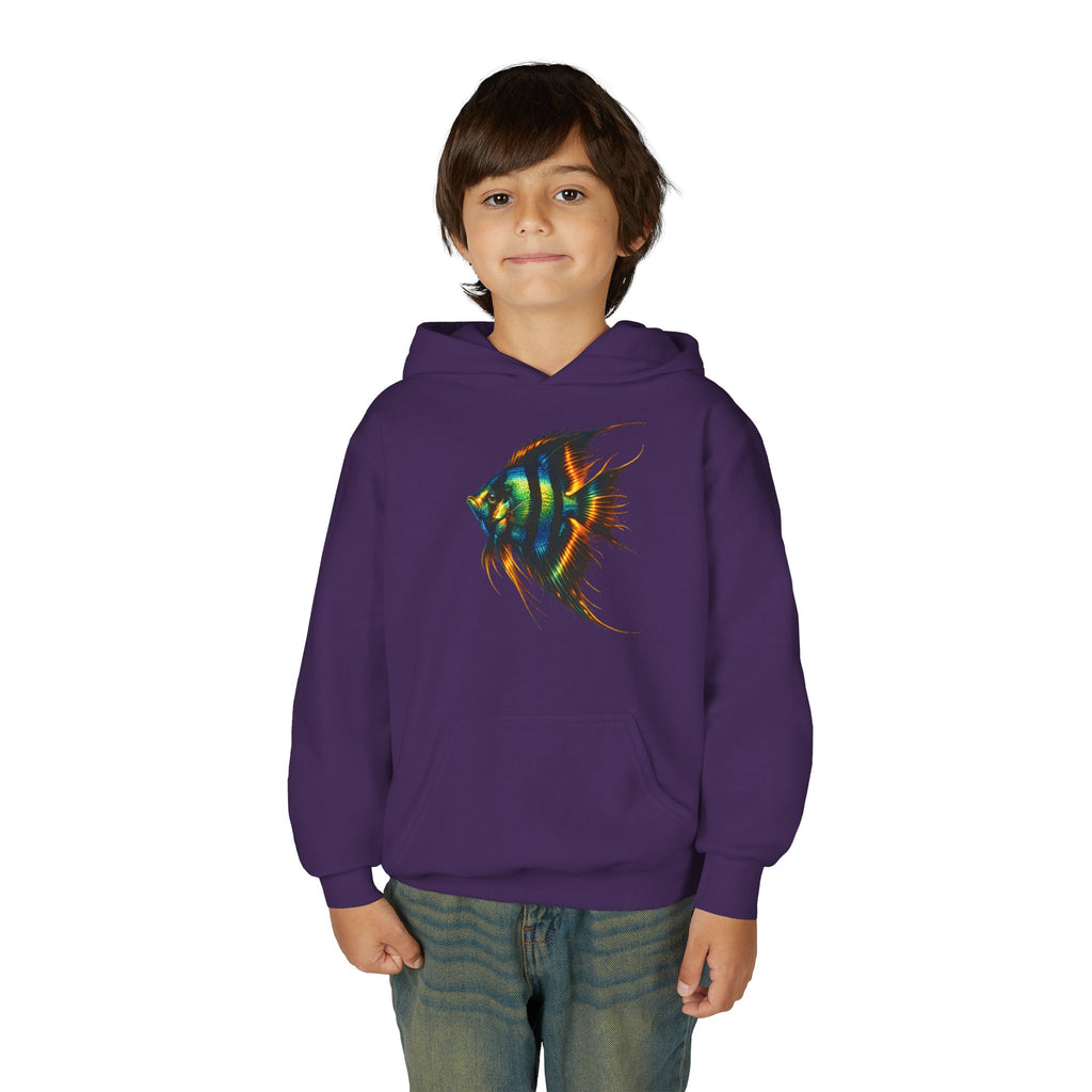 Youth Angelfish Hoodie - Colorful Aquarium Fish Graphic Sweatshirt