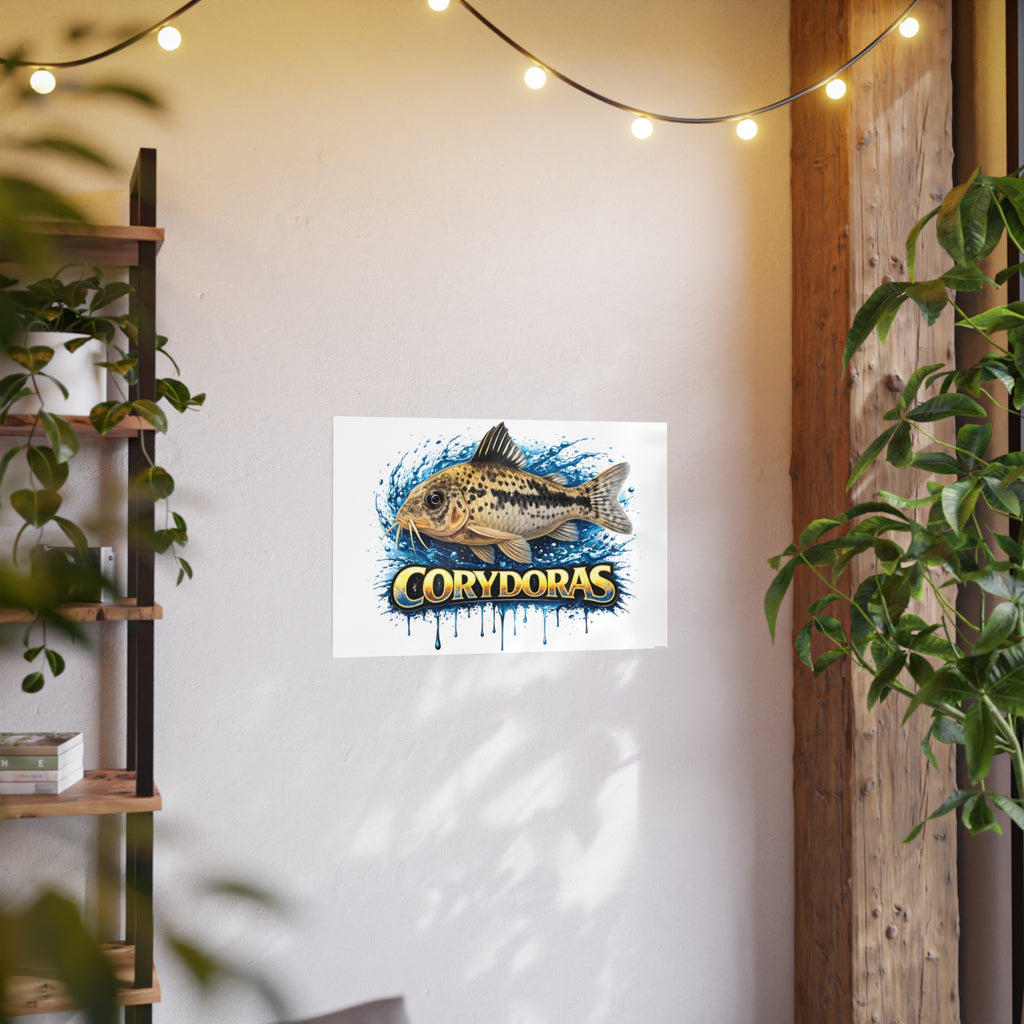 Peppered Corydoras Fish Art Poster — Vibrant Aquarium Print