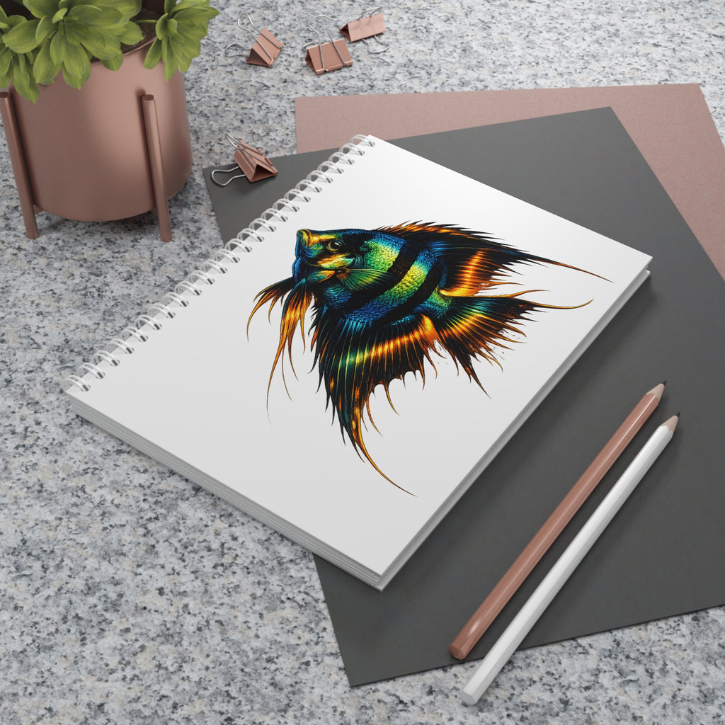 Angelfish Spiral Notebook — Colorful Aquarium Fish Journal with Ink-Style Logo