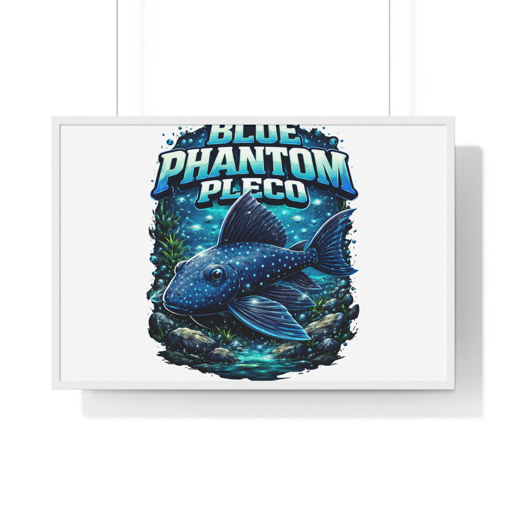 Blue Phantom Pleco Framed Poster — Aquatic Fish Art Print