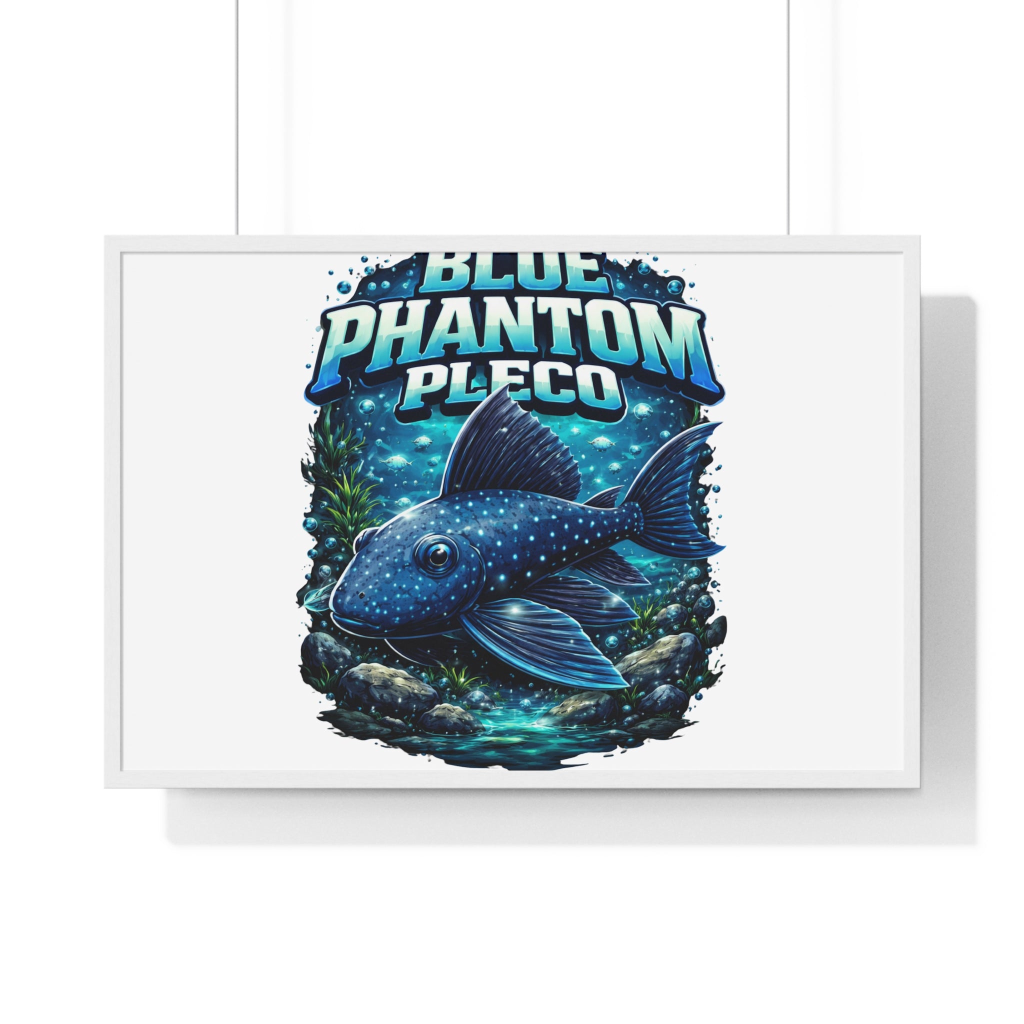 Blue Phantom Pleco Framed Poster — Aquatic Fish Art Print