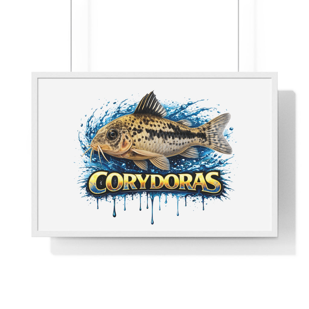 Peppered Corydoras Fish Framed Poster — Aquarium Wall Art