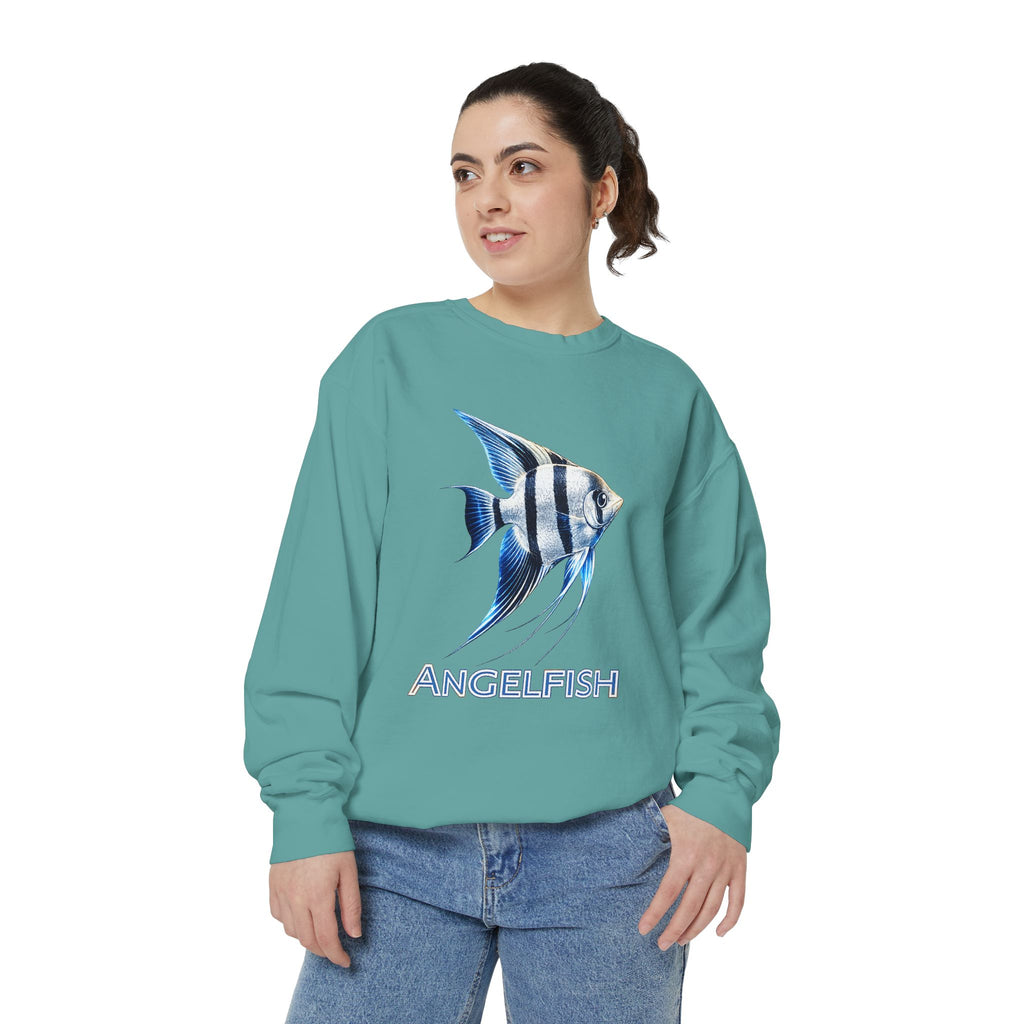 Angelfish Graphic Sweatshirt — Blue Tropical Fish Crewneck