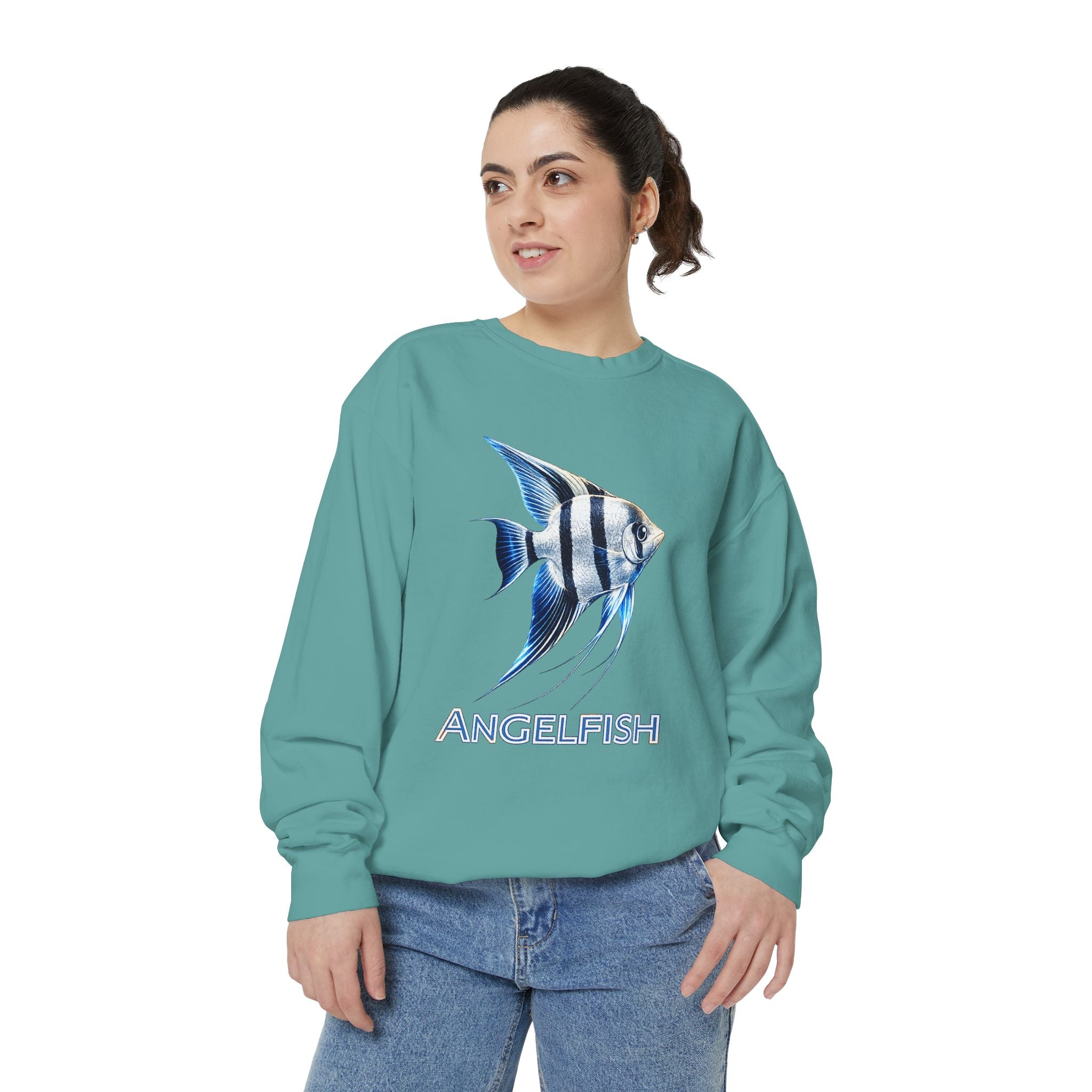 Angelfish Graphic Sweatshirt — Blue Tropical Fish Crewneck