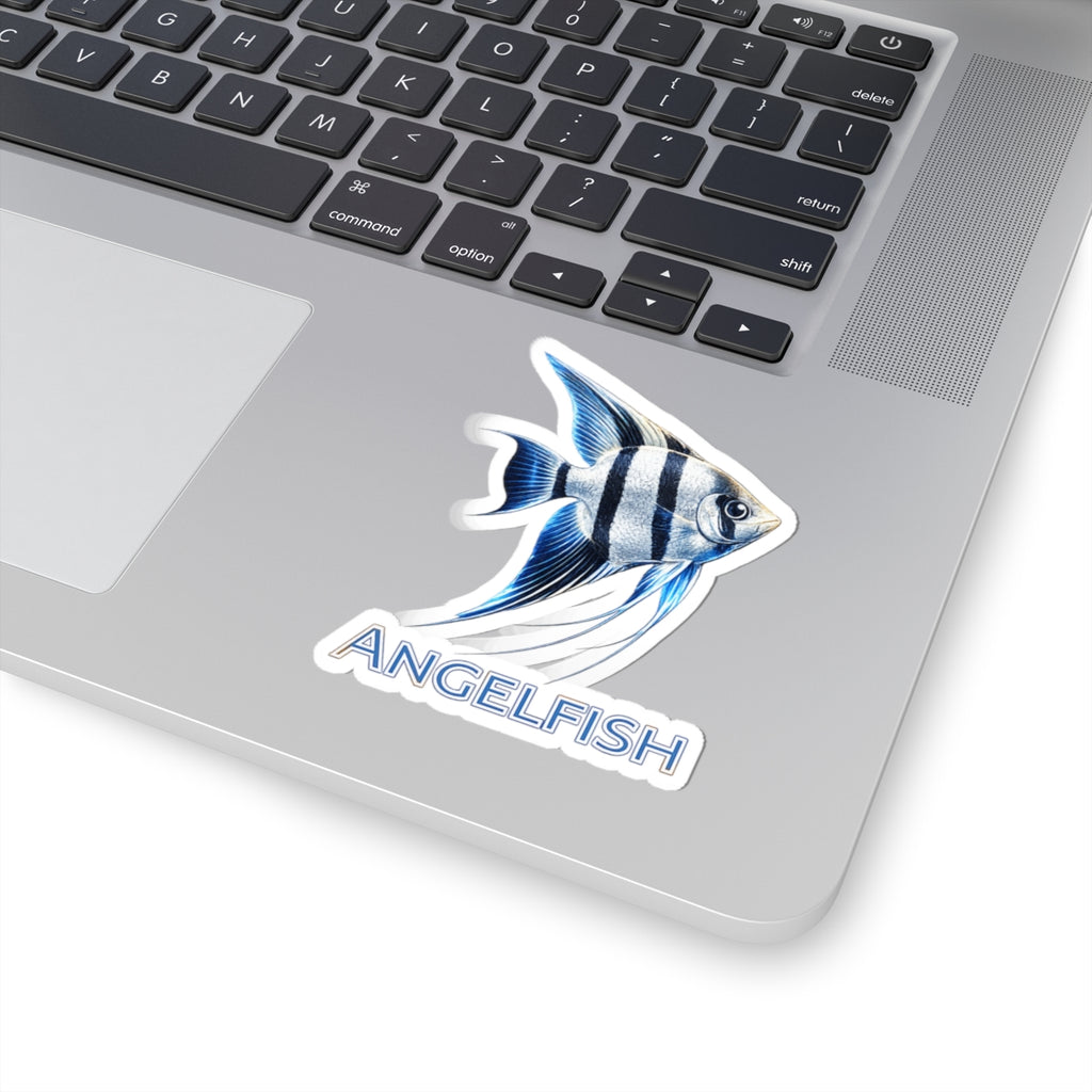 Angelfish -Cut Sticker — Blue Tropical Fish Decal for Laptops, Water Bottles & Aquarists