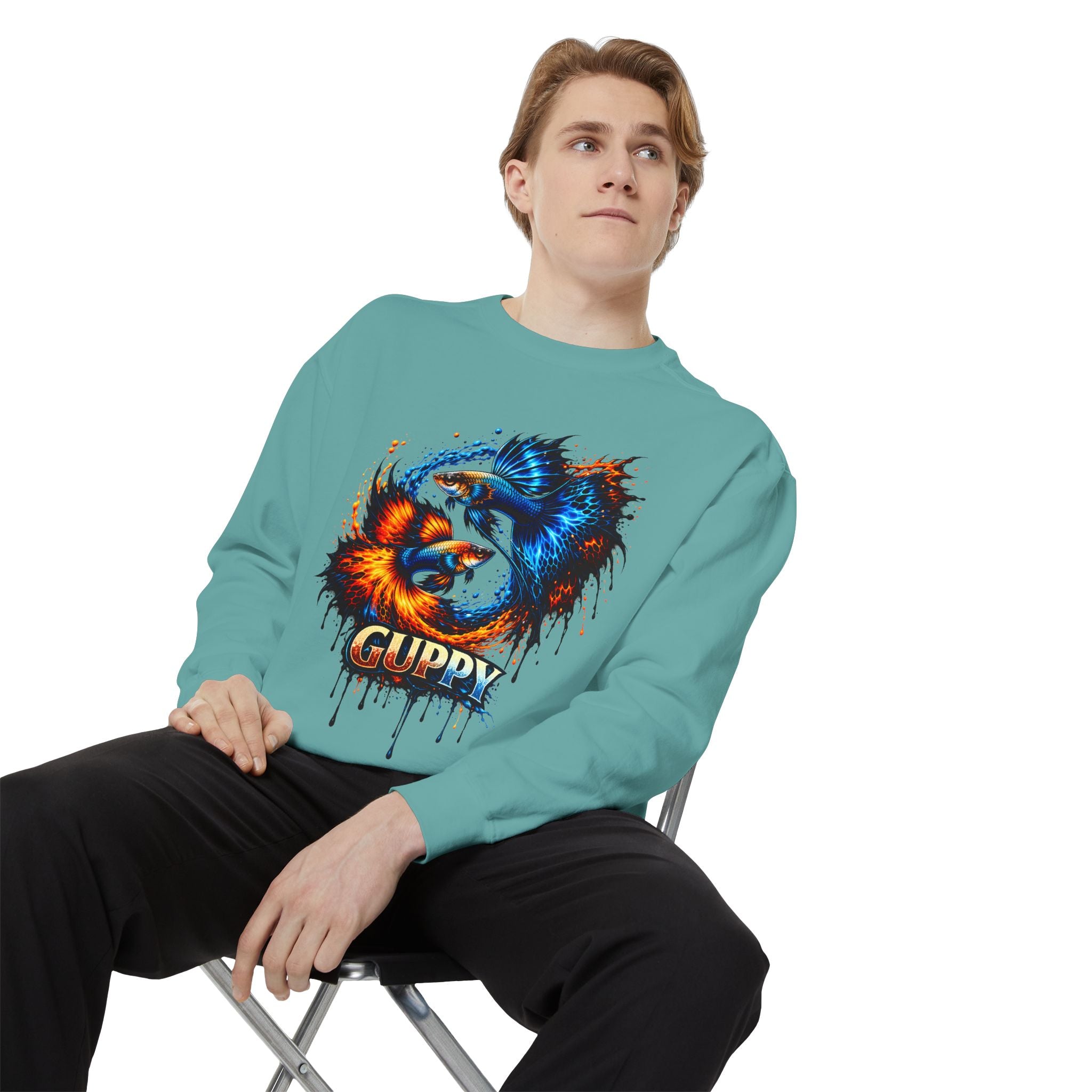 Fire & Ice Guppy – Premium "Neon Flare" Garment-Dyed Sweatshirt