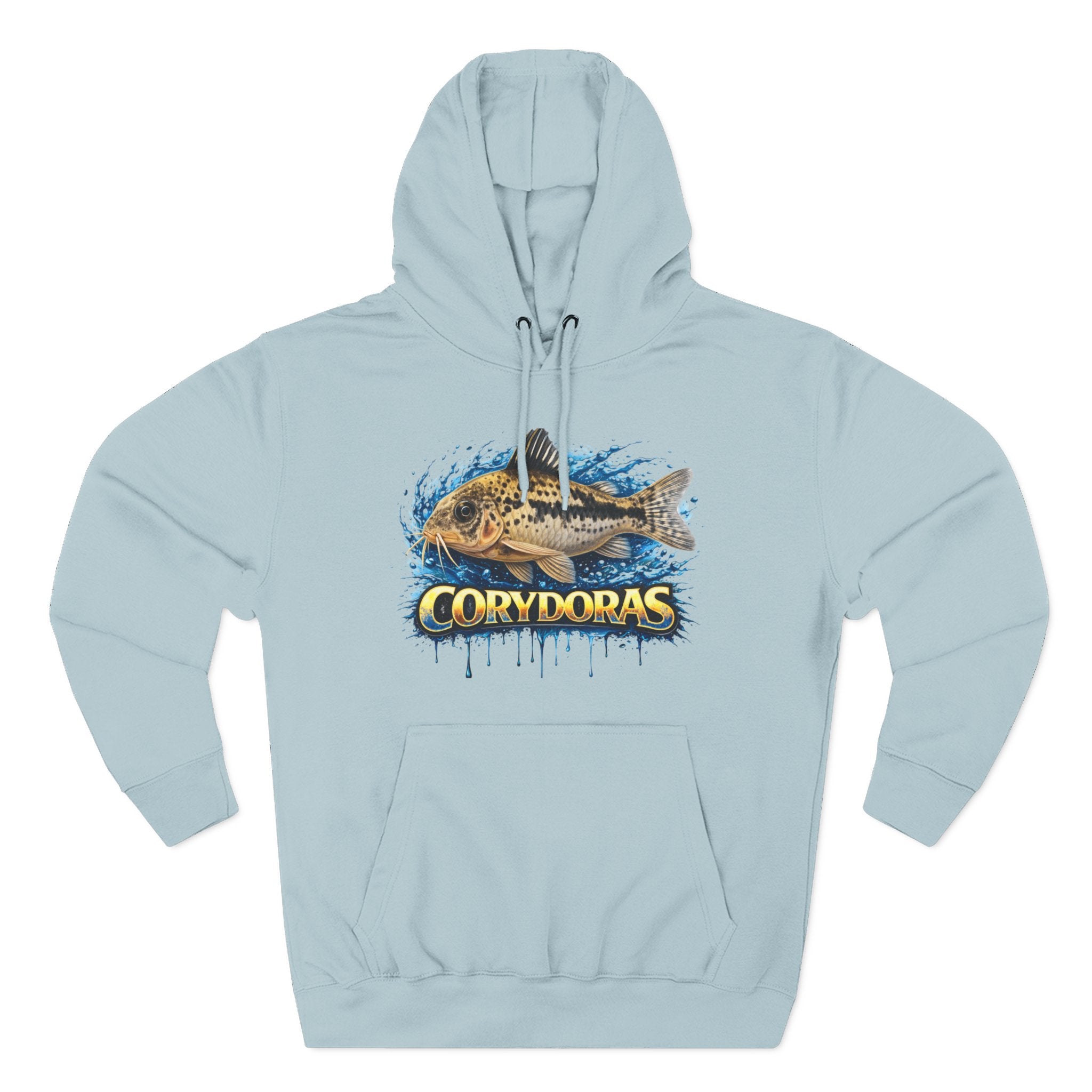 Peppered Corydoras Midweight Fleece Hoodie — Aquatic Catfish Illustration Pullover