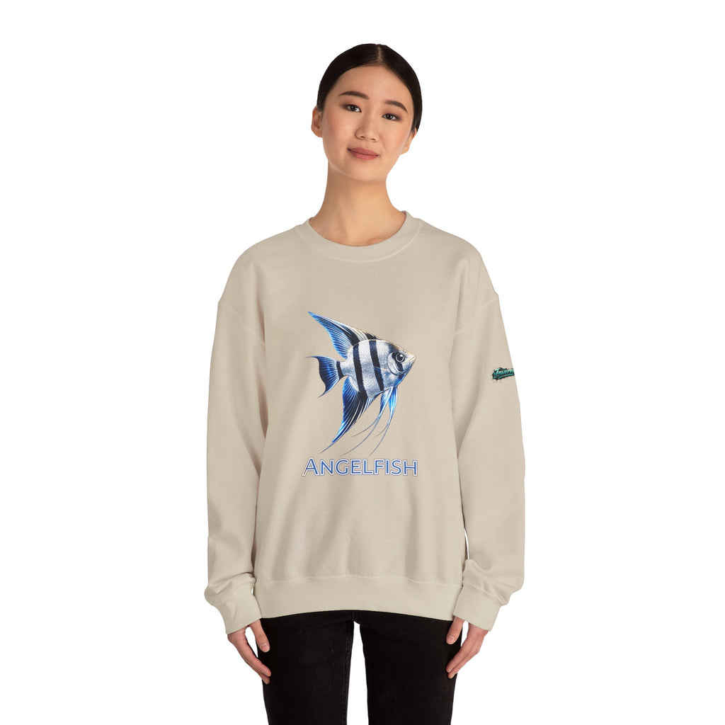 Angelfish Crewneck Sweatshirt — Blue Tropical Fish Graphic