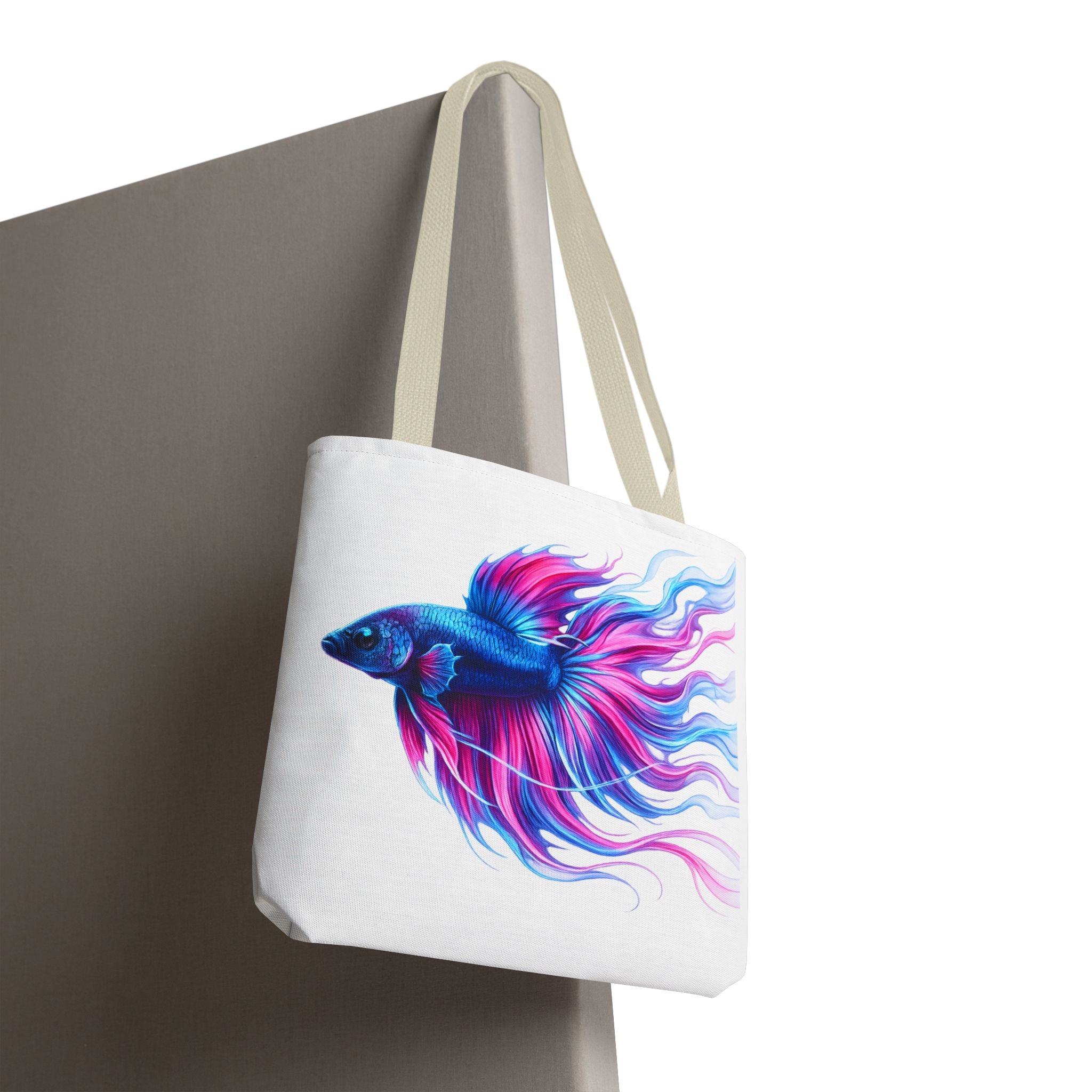 Colorful Betta Fish Tote Bag — Vibrant Blue & Pink Aquatic Art Beach Tote