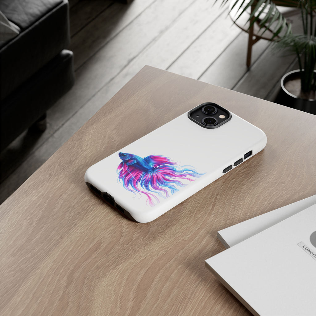 Betta Fish Tough Phone Case — Colorful Watercolor Fish Protective Cover