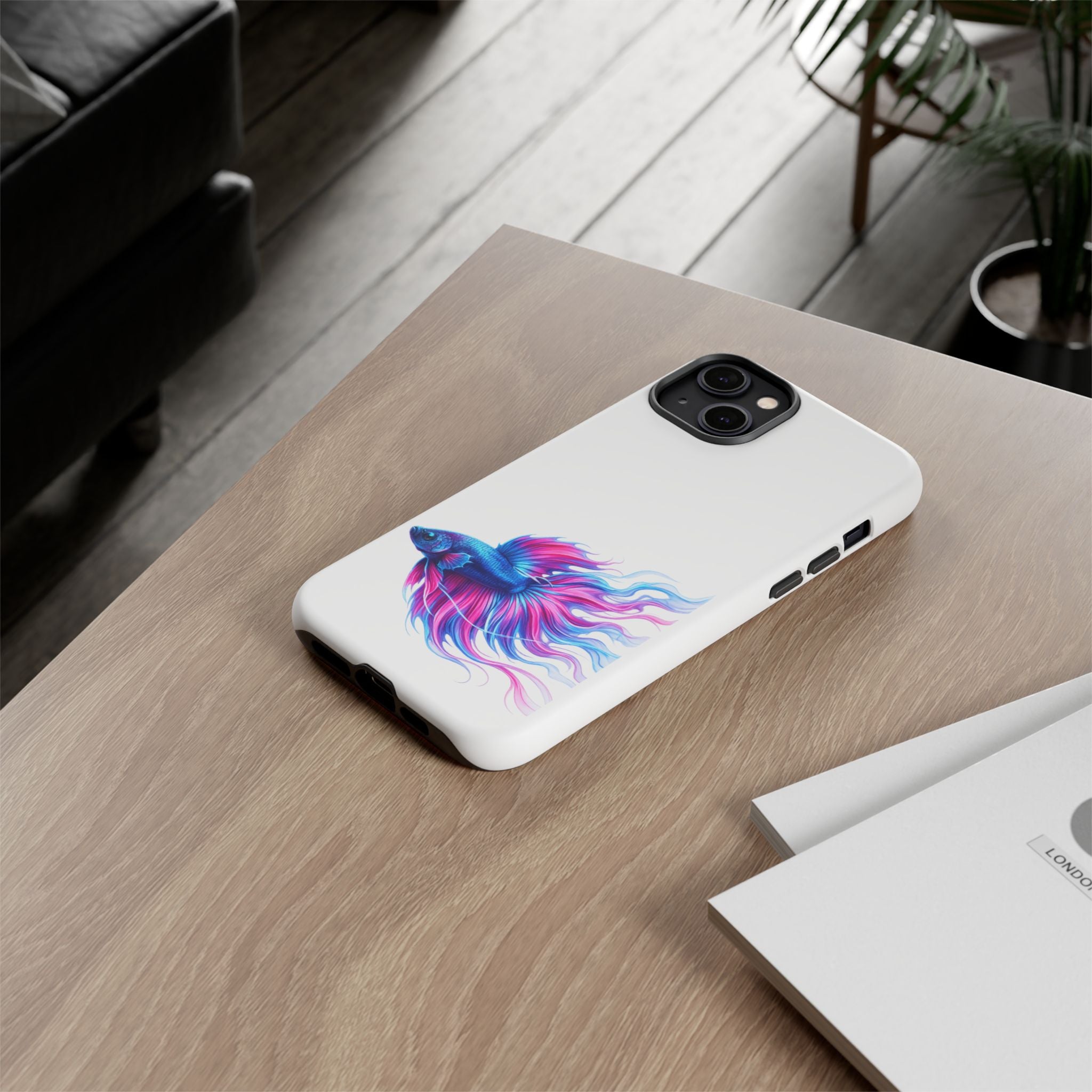 Betta Fish Tough Phone Case — Colorful Watercolor Fish Protective Cover
