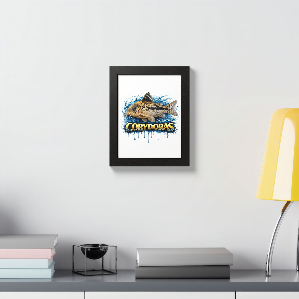 Corydoras Fish Framed Poster — Colorful Aquarium Art Print