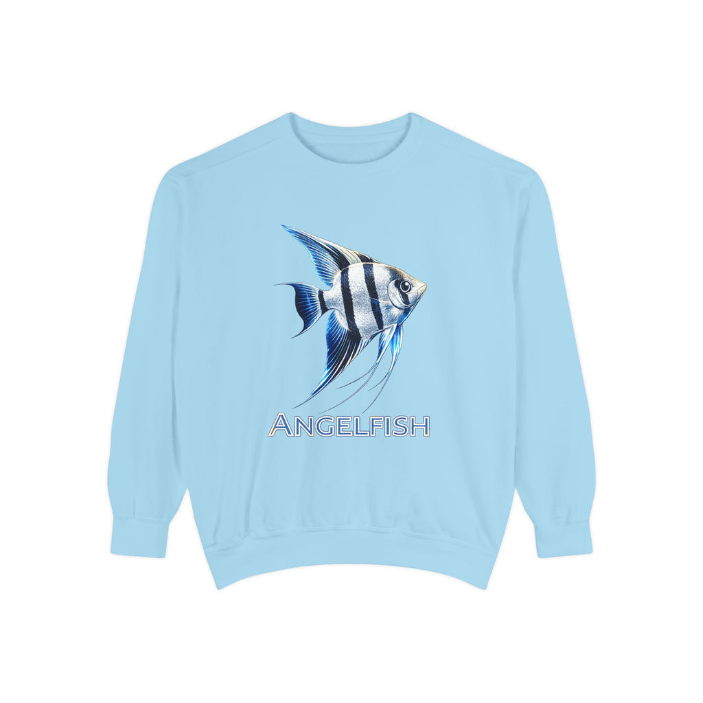 Angelfish Graphic Sweatshirt — Blue Tropical Fish Crewneck