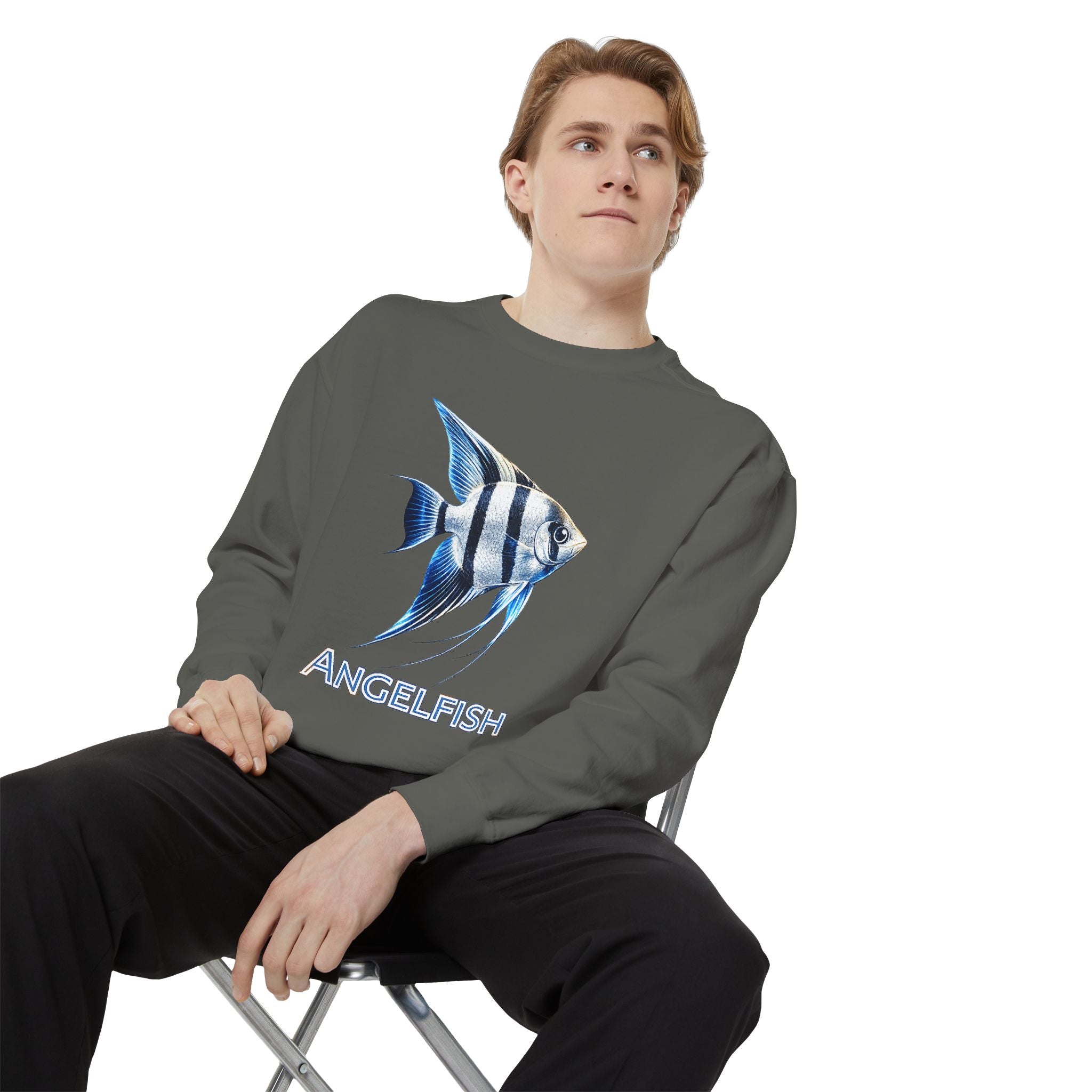 Angelfish Graphic Sweatshirt — Blue Tropical Fish Crewneck